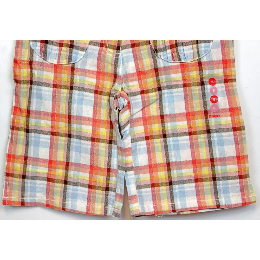 NEW 2007 Gymboree Island Getaway Plaid Bermuda Walking Shorts sz 8 Pocket Adjust